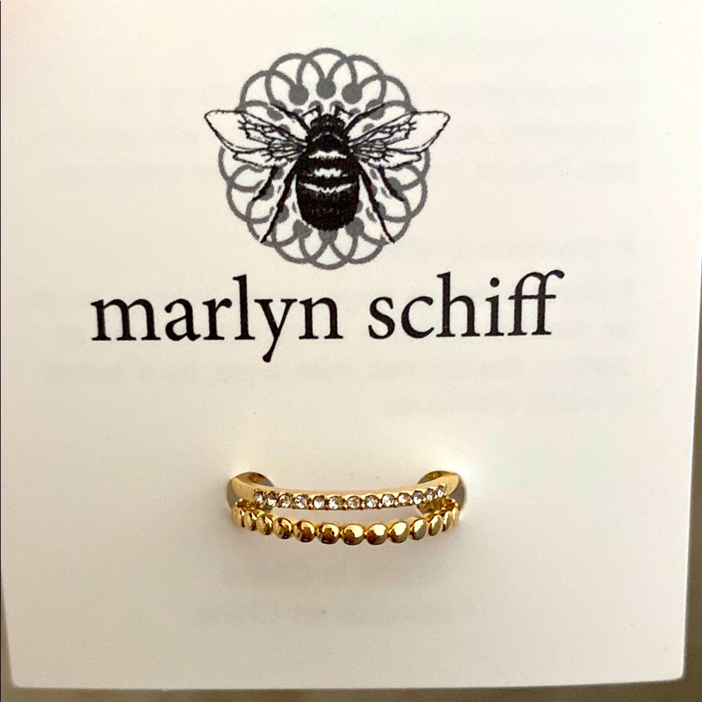 Marlyn Schiff Gold Adjustable Ring with Intricate Design